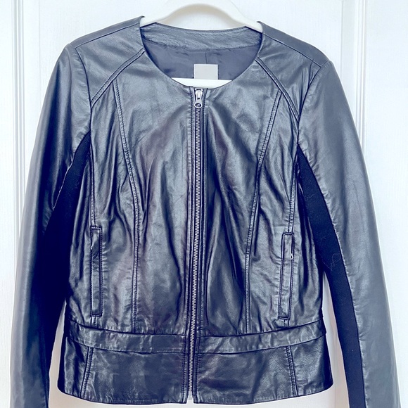 Nordstrom Halogen Leather zip Jacket size MP - Picture 2 of 9